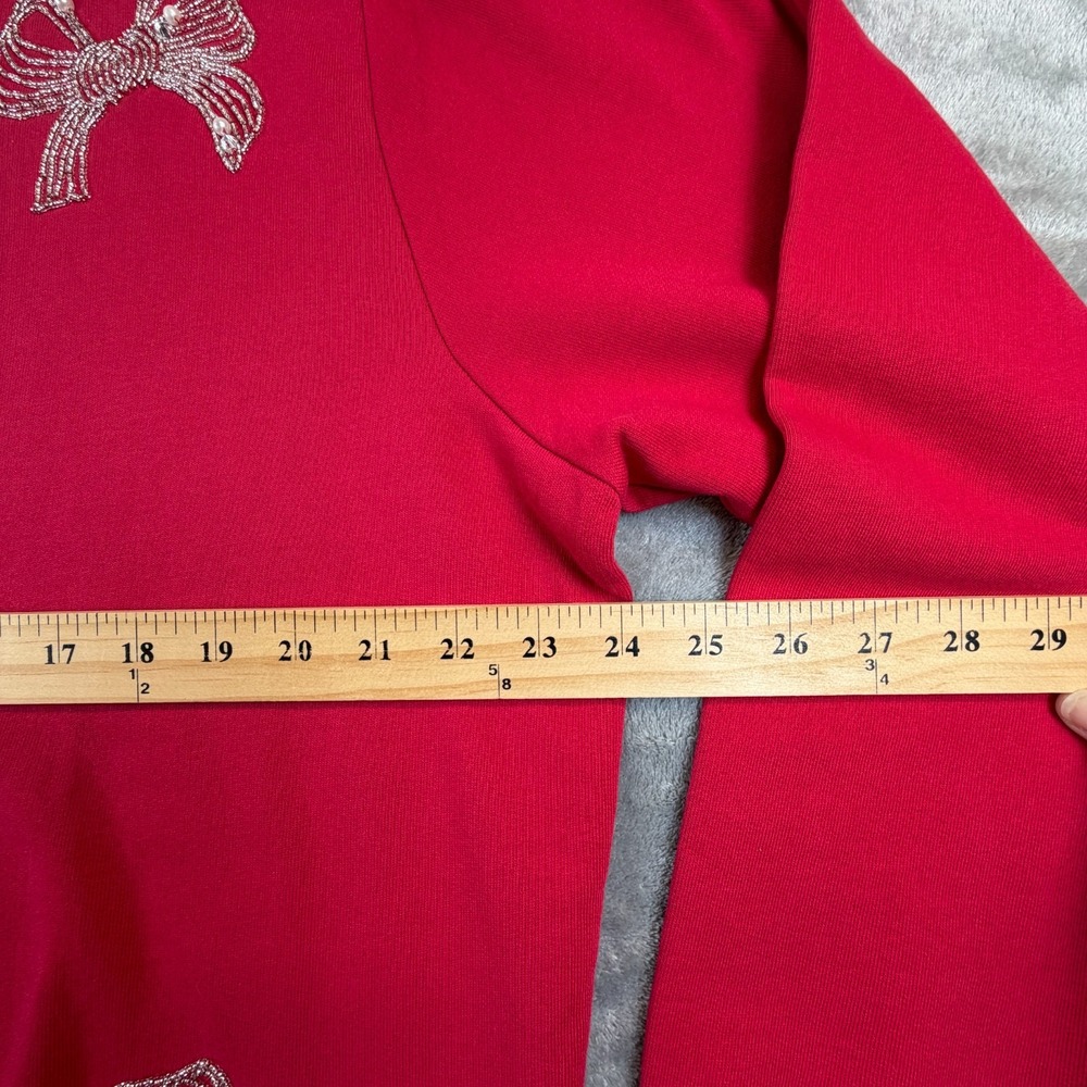 NWT Lilly Pulitzer Ballad Long Sleeve Sweatshirt Red Embellished Beaded Womens M - Picture 6 of 9